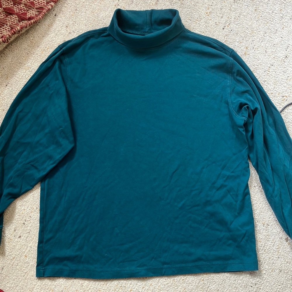 Teal LL Bean cotton turtleneck long sleeve